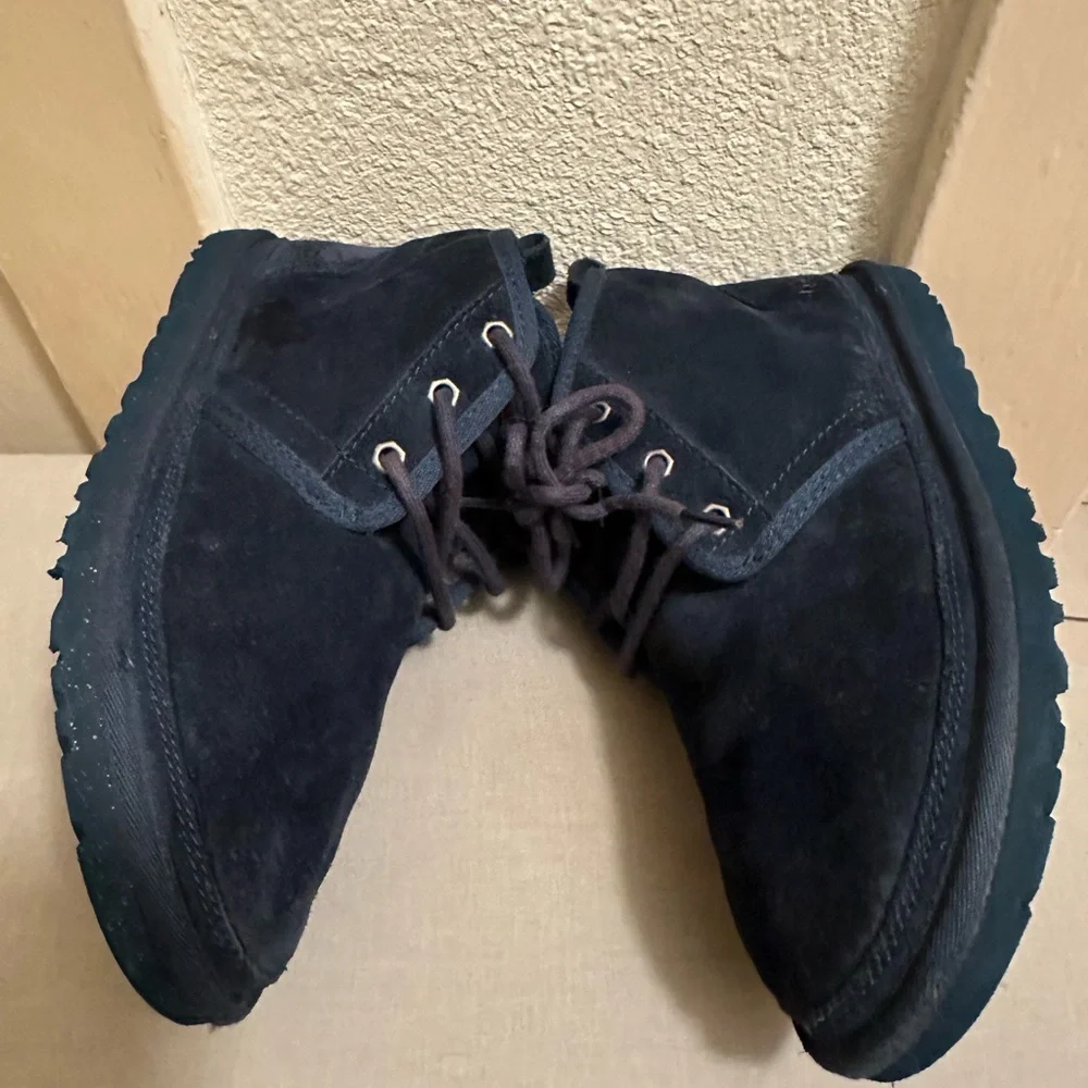 UGG Neumel Chukka Boots Men Navy Suede Lined With UGGplush Size 8